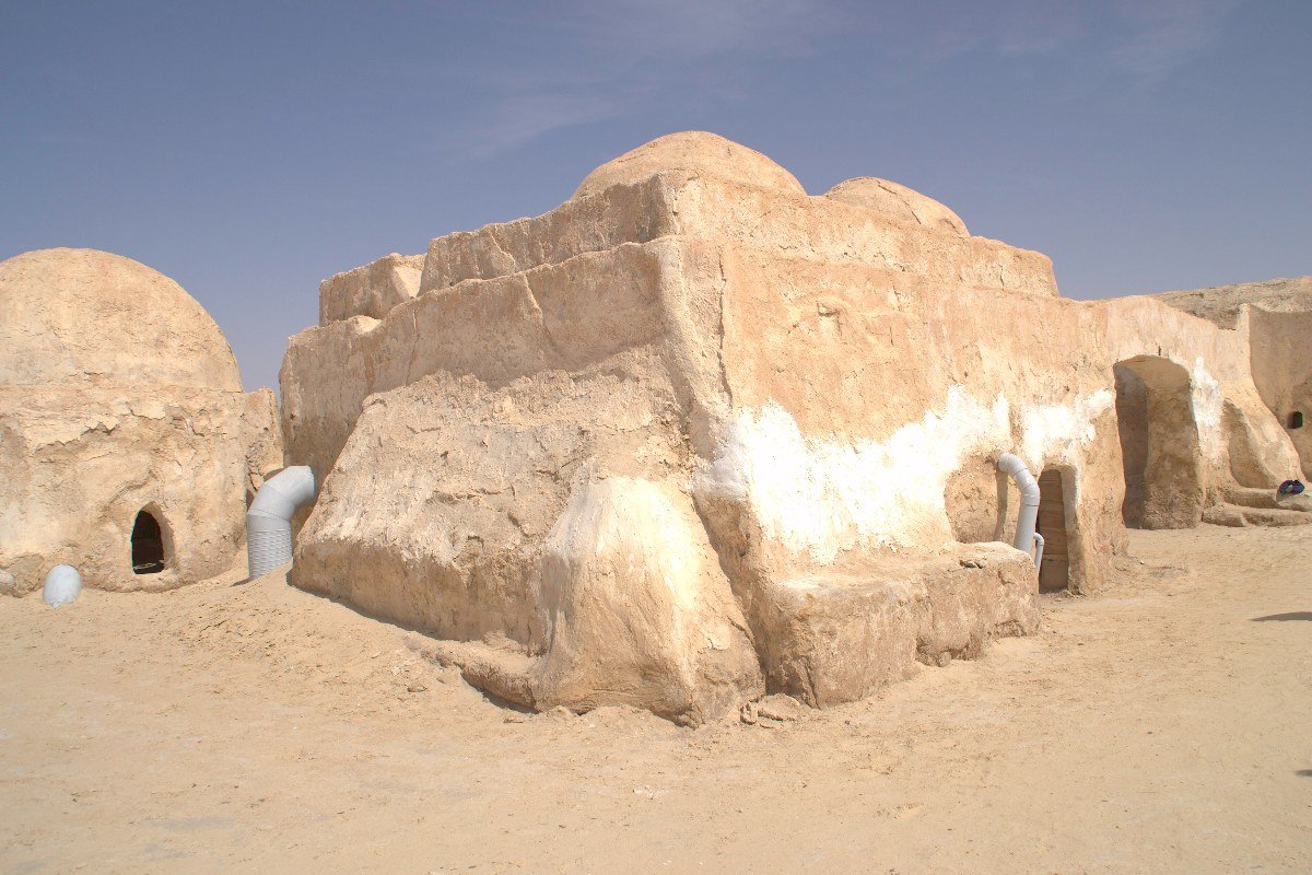 Construções de Mos Espa no deserto da Tunísia